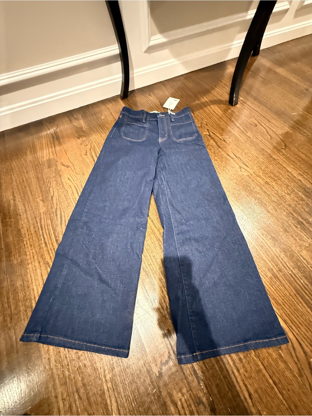 Frame Denim Wide-Leg Flare Jeans in Dark Blue